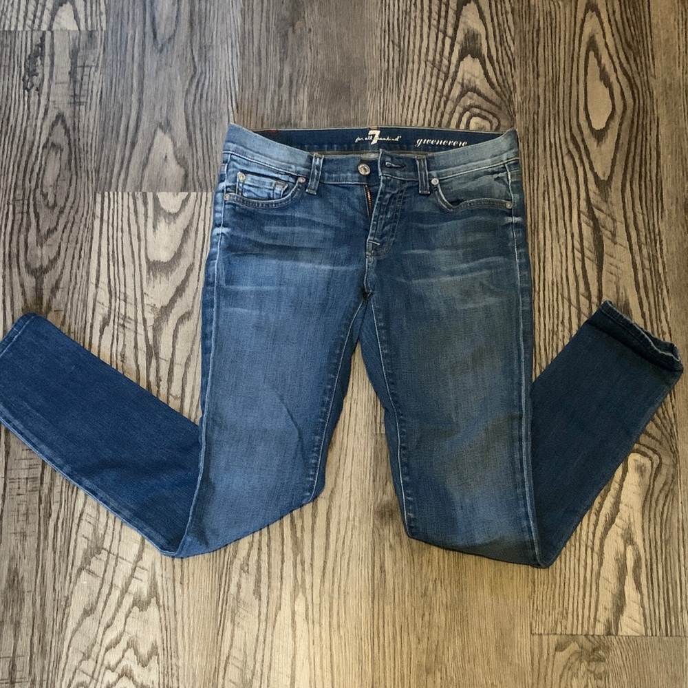 7 For All Mankind Women's Mid-Blue Skinny Jeans